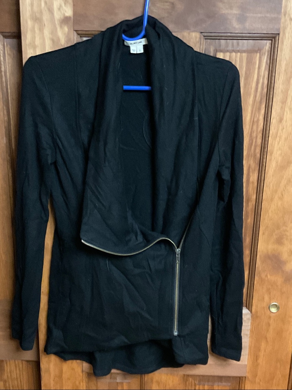 Helmut Lang Black Asymmetric Zip sweater/blazer
